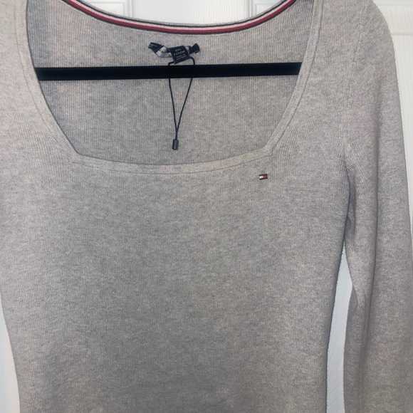gray square neck polo sweater -GREAT CONDITION- - Picture 3 of 5